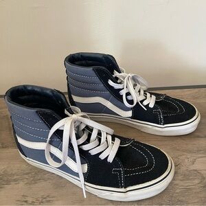 Vans Black and Blue Canvas High-Top Sneakers unisex women 7.5